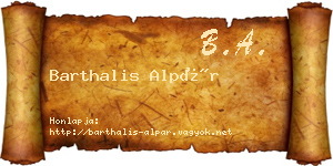 Barthalis Alpár névjegykártya